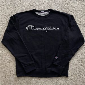 VINTAGE CHAMPIONS CREWNECK SWEATER BLACK SZ MEDIUM